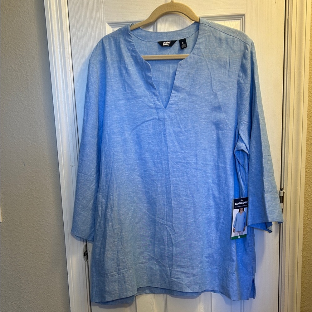 Lands' End Sky Blue Split-Neck Tunic NWT